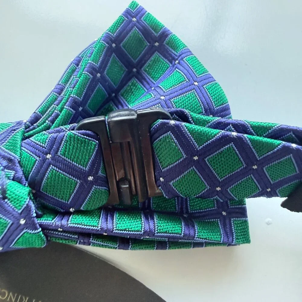 Littlest Prince Bow Tie Set Father & Son Green Blue Polyester Adjustable Pattern